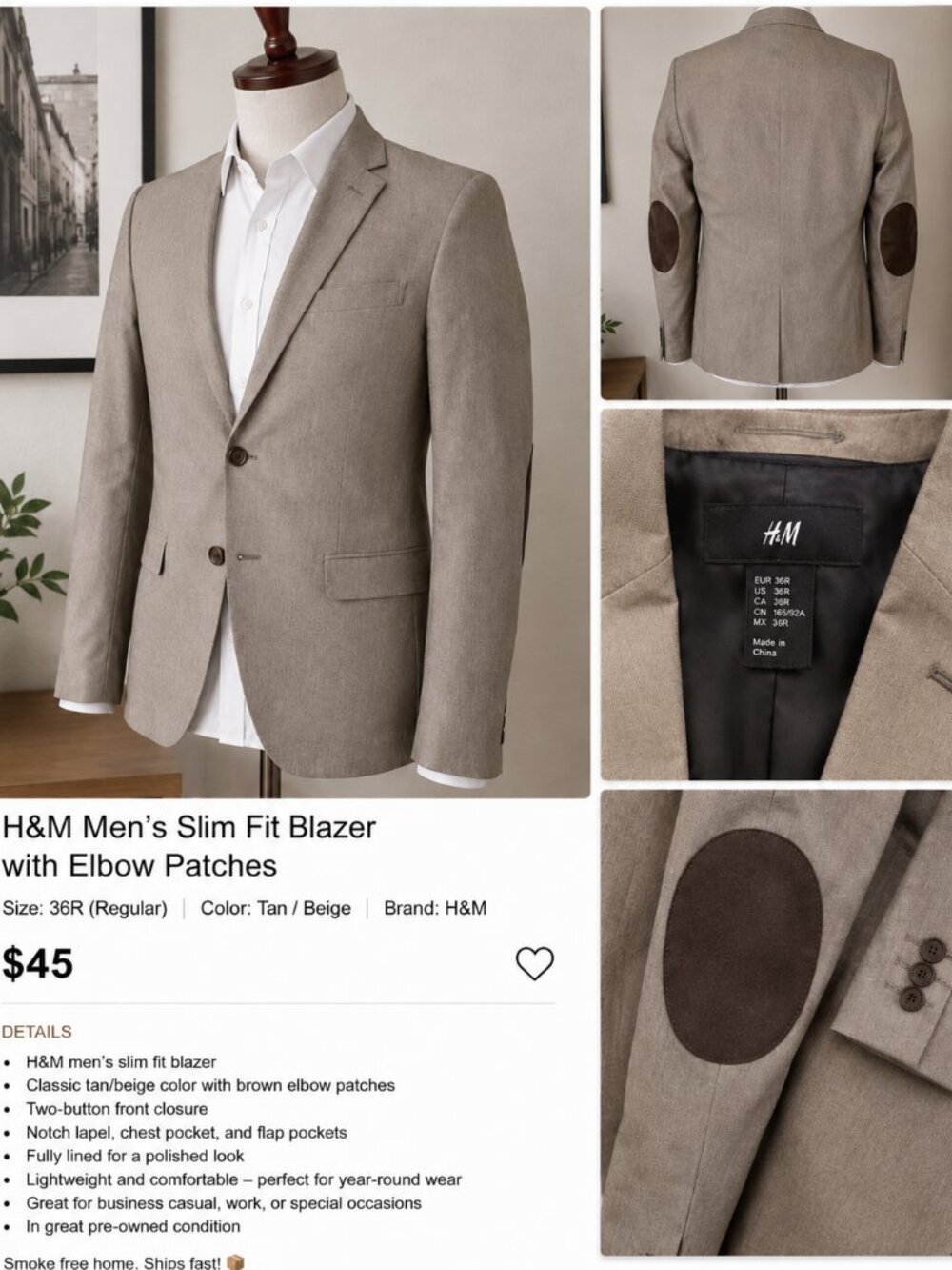 H&M Men’s Slim Fit Blazer
